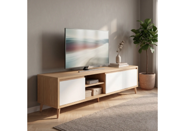 מזנון לסלון מעוצב דגם דיאנה עץ בשילוב לבן 180 ס”מ