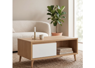 שולחן קפה דגם דיאנה עץ בשילוב לבן