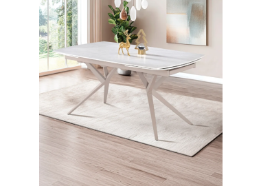 שולחן אוכל אבן קרמית באורך 1.6 מטר נפתח ל- 2.4 מטר דגם טוויסט