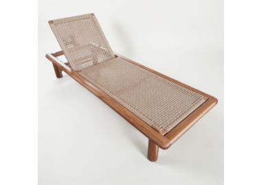 מיטת שיזוף מעץ טיק וראטן סינטטי Hawai 