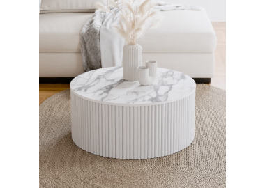 שולחן סלון עגול דגם Ring פורמייקה דמוי שיש