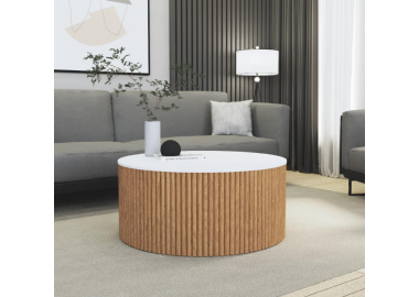 שולחן סלון עגול דגם Ring אלון בשילוב לבן מט