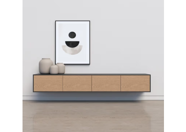 מזנון צף דגם Toronto גוון אלון שחור ואלון טבעי