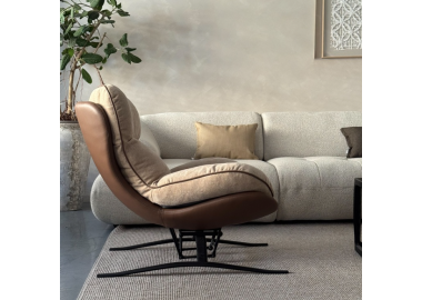 כורסא נדנדה דגם לארי מבד בגוון בז