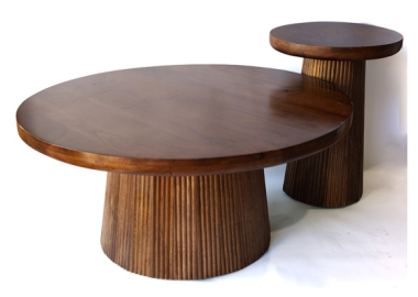 סט 2 שולחנות דגם מרלין בגוון אגוז Walnut מעץ מנגו