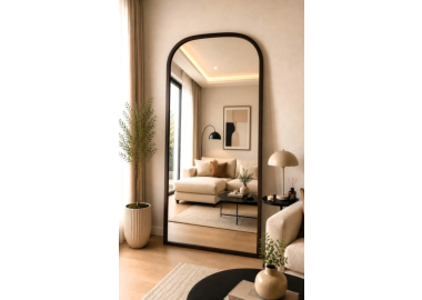 מראת גוף בצורת קשת- מסגרת עץ מלא כהה 180×120 ס""מ