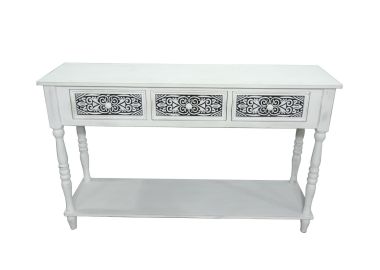 קונסולה עץ בגוון לבן/שחור 125 ס"מ דגם מירנדה 