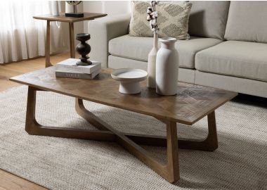 שולחן סלון עץ בגוון טבעי 140*62 ס"מ דגם וודז