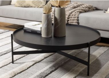 שולחן סלון עגול שחור קוטר 102 ס"מ דגם ראונד