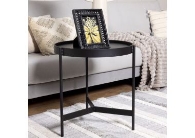 שולחן סלון עגול שחור קוטר 55 ס"מ דגם ראונד