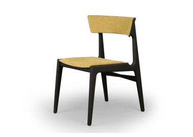 כסא פינת אוכל עץ/בד בגוון חרדל דגם ROBO