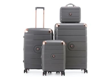 סט 3 מזוודות יוקרה קשיחות עם תיק איפור 31/27/19 דגם Amsterdam אפור