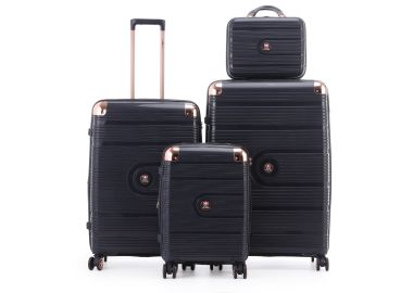 סט 3 מזוודות יוקרה קשיחות עם תיק איפור 31/27/19 דגם Amsterdam כחול כהה