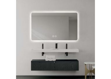 מראה לאמבטיה מלבנית עם תאורת לד ומפיג אדים 45x120 ס"מ