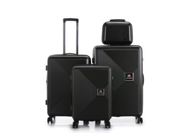 סט 3 מזוודות יוקרה קשיחות + תיק איפור תואם 30/26/20 דגם Boston שחור