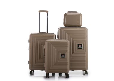 סט 3 מזוודות יוקרה קשיחות + תיק איפור תואם 30/26/20 דגם Boston שמפניה