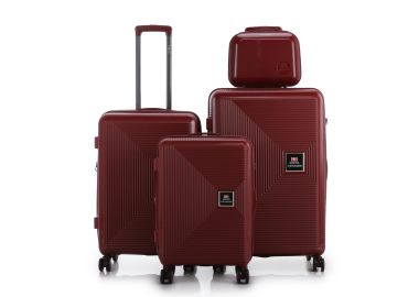 סט 3 מזוודות יוקרה קשיחות + תיק איפור תואם 30/26/20 דגם Boston בורדו יין