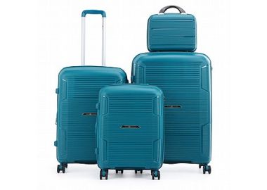 סט 3 מזוודות יוקרה קשיחות עם תיק איפור 20\24\28 דגם Brazil צבע כחול-ירוק