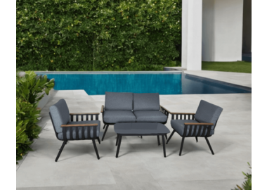 מערכת ישיבה אלומיניום דו מושבית דגם אנגליה שחור