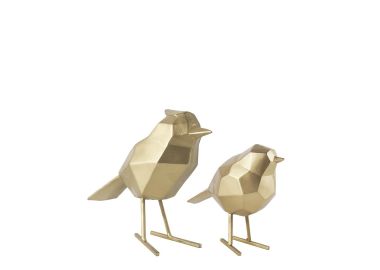 זוג פסלים אומנותיים דגם זוג ציפורים בצבע זהב