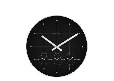 שעון קיר מזכוכית בעיצוב אזורי זמן