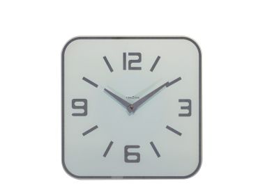 שעון קיר מרובע מזכוכית דגם Shoko צבע לבן