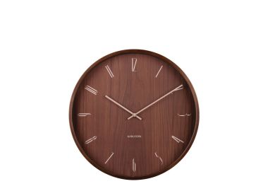 שעון קיר מעץ וזכוכית דגם Suave גוון עץ כהה