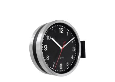 שעון קיר דו צדדי דגם רכבת בגווני שחור ולבן