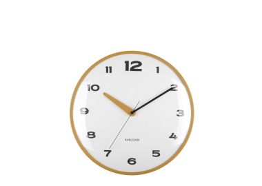 שעון קיר ממתכת וזכוכית Dome צבע צהוב אוקר