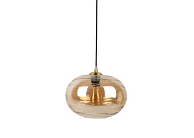 מנורת תקרה זכוכית מעוצבת דגם Glamour ספרה צבע ענבר