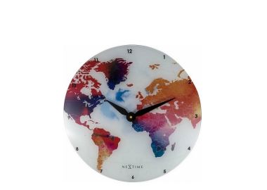 שעון קיר זכוכית מפת העולם צבעוני 43 ס"מ