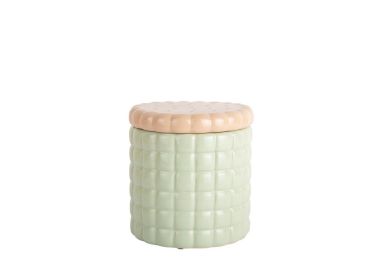 כלי אחסון מקרמיקה דגם ביסקוויט ירוק בהיר