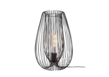 מנורת שולחן מעוצבת עם חוטי ברזל בשחור