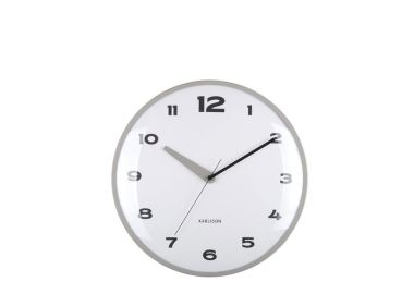 שעון קיר ממתכת וזכוכית Dome צבע אפור