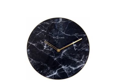 שעון קיר זכוכית דגם שיש שחור קוטר 40 ס"מ