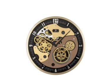 שעון קיר עם גלגלים ממתכת דגם Meccanica Gold