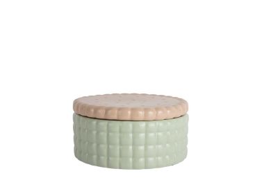 קופסת אחסון מקרמיקה בצורת ביסקוויט ירוק