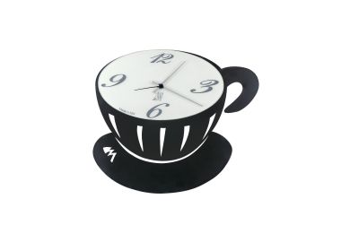 שעון קיר ממתכת תלת מימד דגם קפוצ'ינו גוון שחור