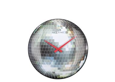 שעון קיר מזכוכית מקומרת דגם כדור דיסקו