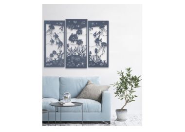 קישוט קיר אומנותי ממתכת דגם דגים 3D