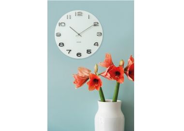 שעון קיר זכוכית ספרות 3D - בגוון לבן 35 ס"מ