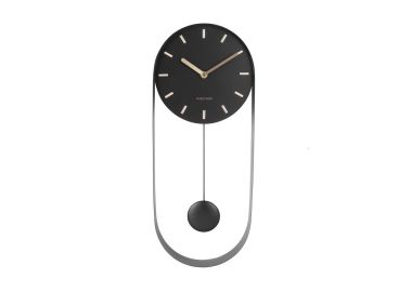 שעון קיר מטוטלת ממתכת בגוון שחור וזהב דגם Charm