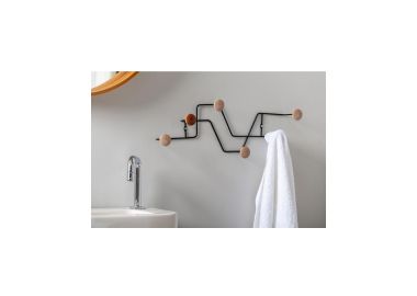 מתלה לקיר בעיצוב Zig Zag ממתכת ועץ לוטוס