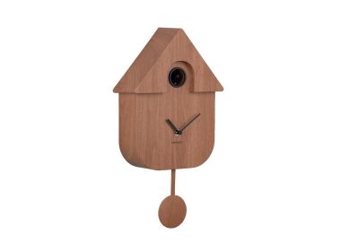 שעון קיר קוקייה מודרני עם מטוטלת  גוון עץ כהה