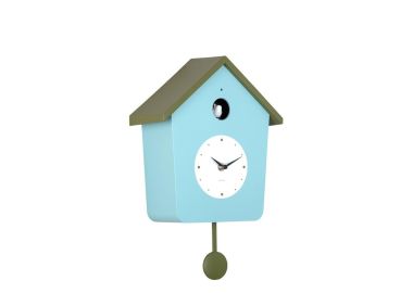 שעון קיר קוקייה מאירה דגם צבע כחול מיסטי