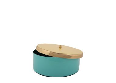 קופסת אחסון ממתכת דגם Funky טורקיז וצהוב