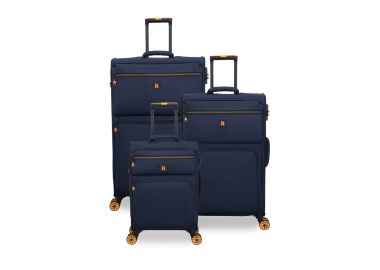 סט 3 מזוודות בד יוקרתיות וקלות 30/25/20 דגם Compartment צבע כחול כהה