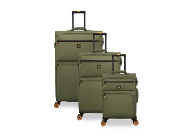 סט 3 מזוודות בד יוקרתיות וקלות 30/25/20 דגם Compartment צבע ירוק
