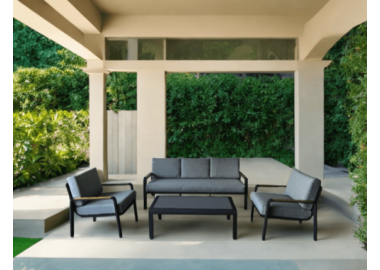 מערכת ישיבה לגינה 4 חלקים מאלומיניום דגם איטליה צבע שחור