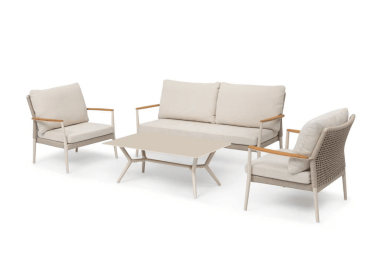 מערכת ישיבה מאלומיניום ועץ טיק דגם Sandra